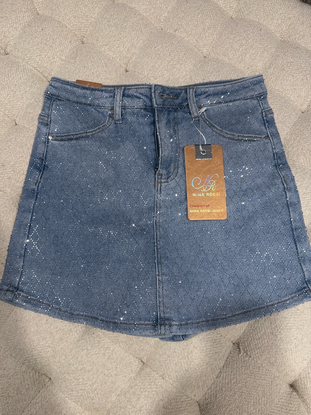 NWT Nina Rossi Crystal Grid Skort
